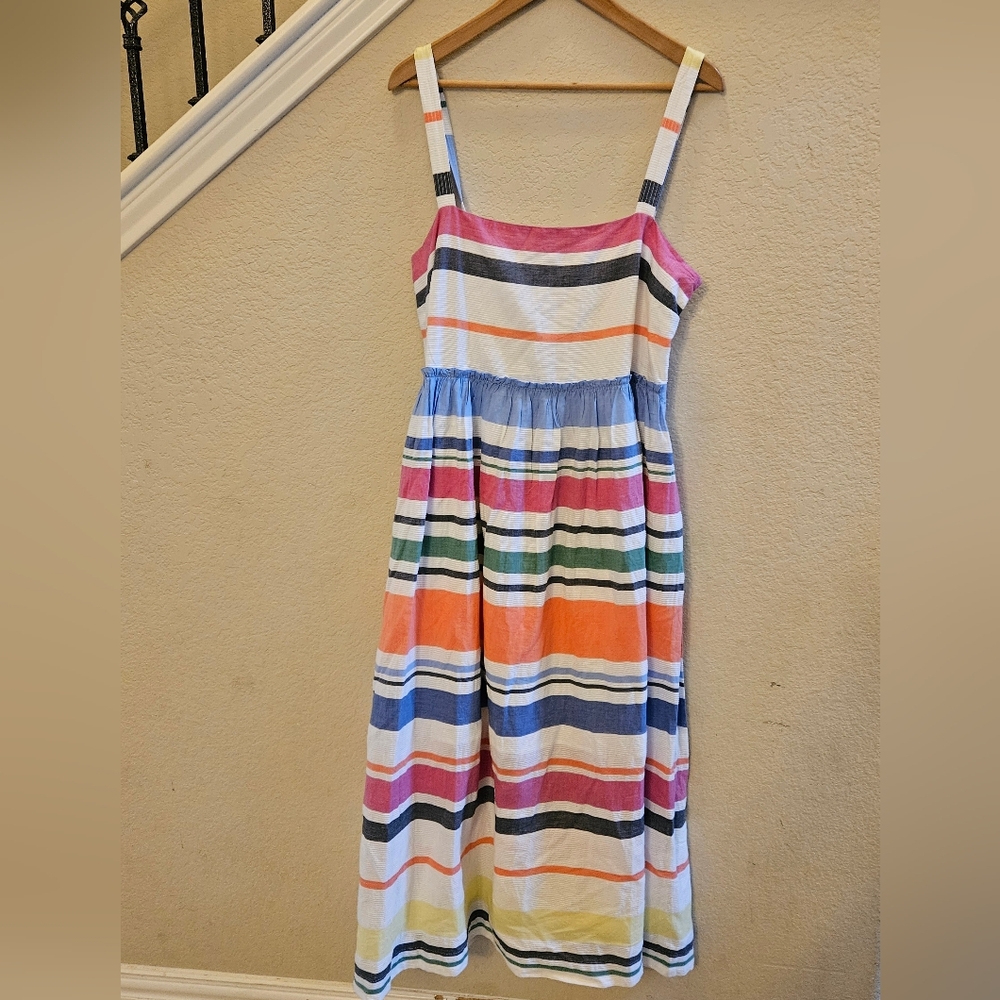 GAP Multicolor Striped Fit and Flare Maxi Dress w/ Pockets Women's Large NWT